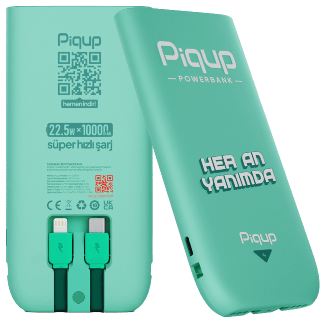 Piqup Kiralanabilir Powerbank Ön ve Arka Görünüm - İş Ortaklığı